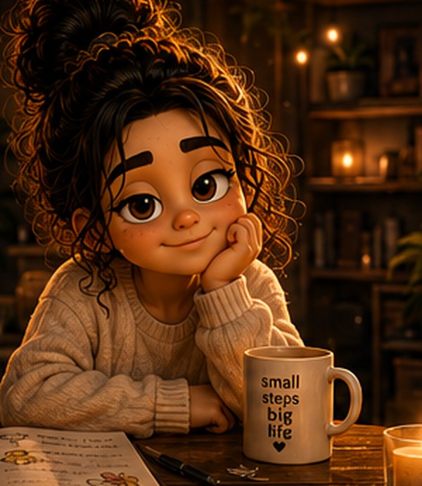 Her — the female Saveling character resting her chin on her hand
